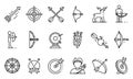 Archery icons set, outline style Royalty Free Stock Photo