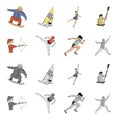 Archery, karate, running, fencing. Olympic sport set collection icons in cartoon,monochrome style vector symbol stock