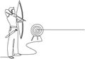 Archery player in continuous line drawing. Focus and skill in archery concept Royalty Free Stock Photo