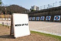 Archery Range Signage Mockup with Blank White Space for Your Design Royalty Free Stock Photo