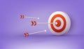 Archery target and arrow. Design for sport game and business. 3D Web Vector Illustrations