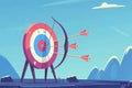 Archery Target With Arrows Archer Sport Game Competition. Success business concept. Goal achieve. Royalty Free Stock Photo