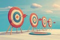 Archery Target With Arrows Archer Sport Game Competition. Success business concept. Goal achieve. Royalty Free Stock Photo