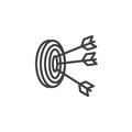 Archery target arrows line icon