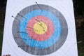 Archery target with arrows on it. Success concept Royalty Free Stock Photo