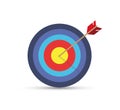 Archery target with arrows on white background. Goal achieve business concept. Vector illustration Royalty Free Stock Photo