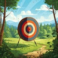 an archery target in the forest, colorful landscape, during fall, generative ai