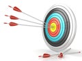 Archery target with red arrows in the center Royalty Free Stock Photo