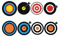 Archery target set with arrows in diverse styles and colorful patterns Royalty Free Stock Photo