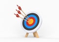 Archery target with three arrows isolated on white background Royalty Free Stock Photo