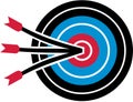 Archery target with three arrows Royalty Free Stock Photo