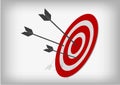 Archery targets and arrows on gray background
