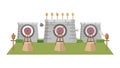 Archery targets outdoor range, precision sport, aiming practice vector design Generative AI Royalty Free Stock Photo