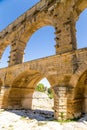Arches of the aqueduct Pont du Gard, France, I century AD Royalty Free Stock Photo