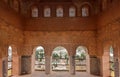 Arches with Arabic patternes inside famous from 14th century, Alhambra medieval fortress Royalty Free Stock Photo