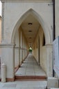 Arches and arcade at the Oratorio di San Lorenzo dei Battuti Vittorio Veneto, Italy