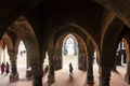 The arches in the arcaded corridors and interiors of the ancient Adina Masjid mosque in