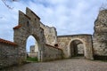 Arches in the castle ruin Hellenstein on the hill of Heidenheim an der Brenz in southern Germany against a blue sky with clouds, Royalty Free Stock Photo