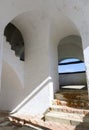 Arches and a column in the Bell Tower of the Crucifixion Church of the 16th century in Alexandrovskaya Sloboda in Alexandrov,