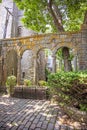 Arches and columns at hammond castle entrance