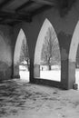 Arches and columns in the old building Royalty Free Stock Photo