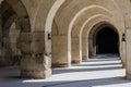 Arches and columns in Sultanhani caravansary on Royalty Free Stock Photo