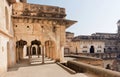 Arches and corridors inside ancient structure of 17th century, India