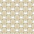 Arches and curves Deco vector seamless pattern. Repeat tribal ethnic ornamental arces background. Golden bows ornaments. Geometric