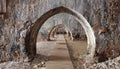 Arches inside ancient shipyard of Alanya. Turkey, Asia Royalty Free Stock Photo