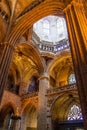 Arches inside the medieval cathedral of Barcelona, Catalunia, Spain