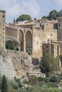 arches of Medicean acqueduct on cliffs, Pitigliano, Italy