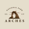 arches national park logo vintage vector illustration template icon graphic design. sign or symbol for america travel tourism Royalty Free Stock Photo