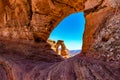 Sandstone window view The Delicate Arch, Arches National Park, Moab, Utah, USA Royalty Free Stock Photo
