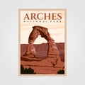 Arches national park outdoor adventure vintage poster illustration designs Royalty Free Stock Photo