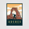 Arches National Park Poster In Usa, Arches National Park Print Poster Vintage Vector Symbol Illustration Design