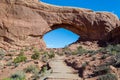 Arches National Park, Utah: easy hiking trail to famous arch Royalty Free Stock Photo