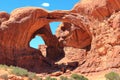 Arches National Park, Double Arch, Windows Section, Southwest Desert, Utah, USA Royalty Free Stock Photo