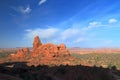 Turret Arch and Southwest Desert Landscape in Early Morning Light, Arches National Park, Utah, USA Royalty Free Stock Photo