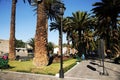 garden with flowers and palm trees modern city arequipa peru Royalty Free Stock Photo