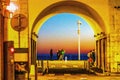 Arches Sunset Ocean Cityscape Nice France Royalty Free Stock Photo
