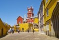 The arches terrace, chapel and clock tower of Pena Palace. Sint Royalty Free Stock Photo