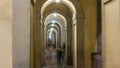 Arches of the Vasari Corridor night timelapse in Florence, Italy.