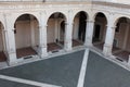 Arches viewed from above in Chiostro del Bramante, Rome