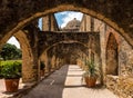 Arches of a walk way at the San Jose Mission in San Antonio TX Royalty Free Stock Photo