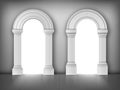 Arches with white columns in wall, interior gates Royalty Free Stock Photo