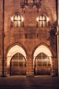Arches windows and gates of medieval building in Bologna Italy