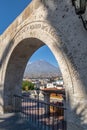 The Arches of Yanahuara Plaza and Misti Volcano on Background - Arequipa, Peru