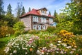 Archimandrite`s Wooden Dacha in the Botanical Garden on the Solovetsky Islands Royalty Free Stock Photo