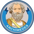 Archimedes line art portrait, vector