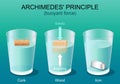 Archimedes principle. Gravity and buoyant force